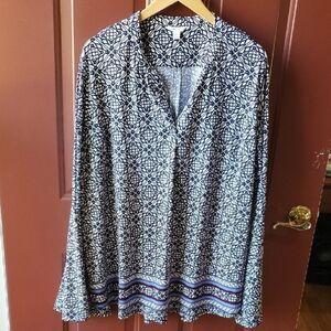 Cato Navy and White Tunic Top